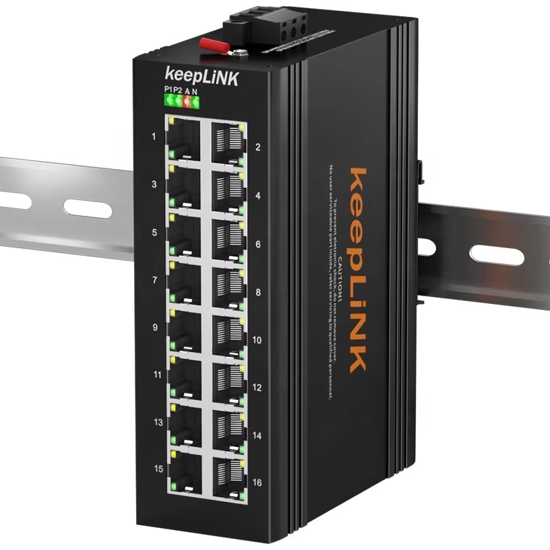 Industrial Switch Din Rail Gigabit - Sakelar Gigabit 16 Port, Ethernet Industri,