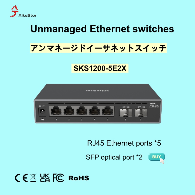 Switch 5 Port 2.5G Unmanaged - Sakelar Ethernet tanpa manajemen XikeStor, SKS1200-5E2X,