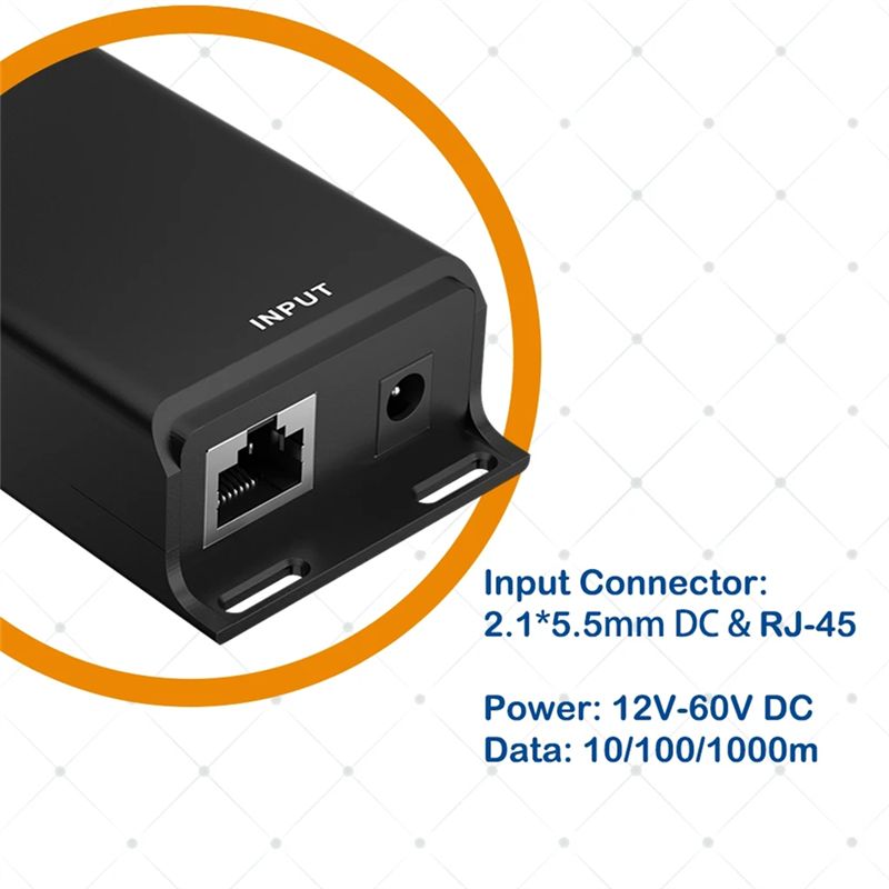 Poe Injector Gigabit 30W - ABUO Injector PoE Gigabit, Input 12-60V