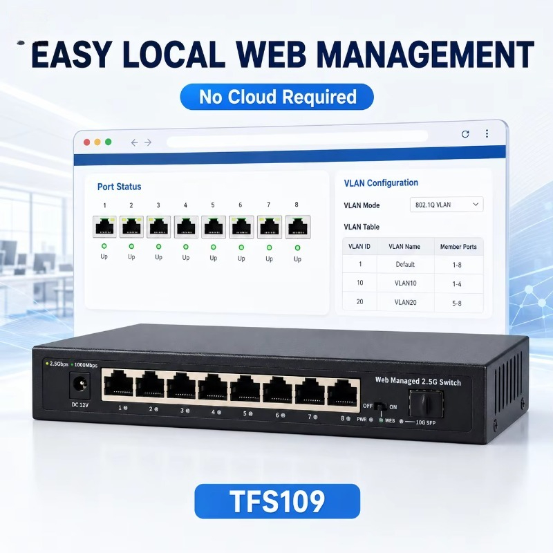 10G Sfp+ Switch 8 Port - Sakelar Jaringan 8 Port 2,5Gb yang