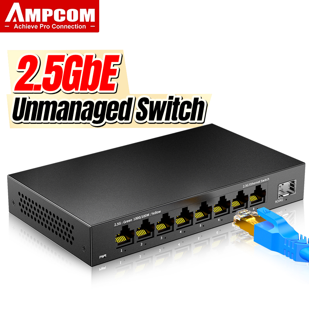 10G Sfp+ Switch 8 Port - AMPCOM 8 Port 2.5Gigabit Ethernet Switch