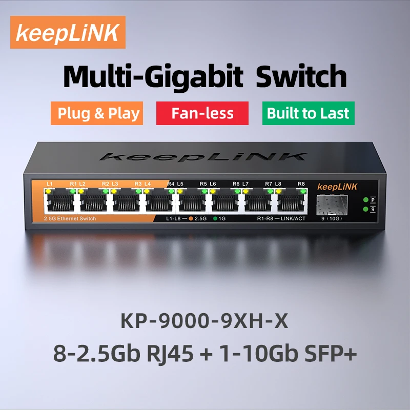 8 Port 2.5G Switch Unmanaged - KeepLiNK 9-Port Multi-Gigabit Ethernet Switch Unmanaged