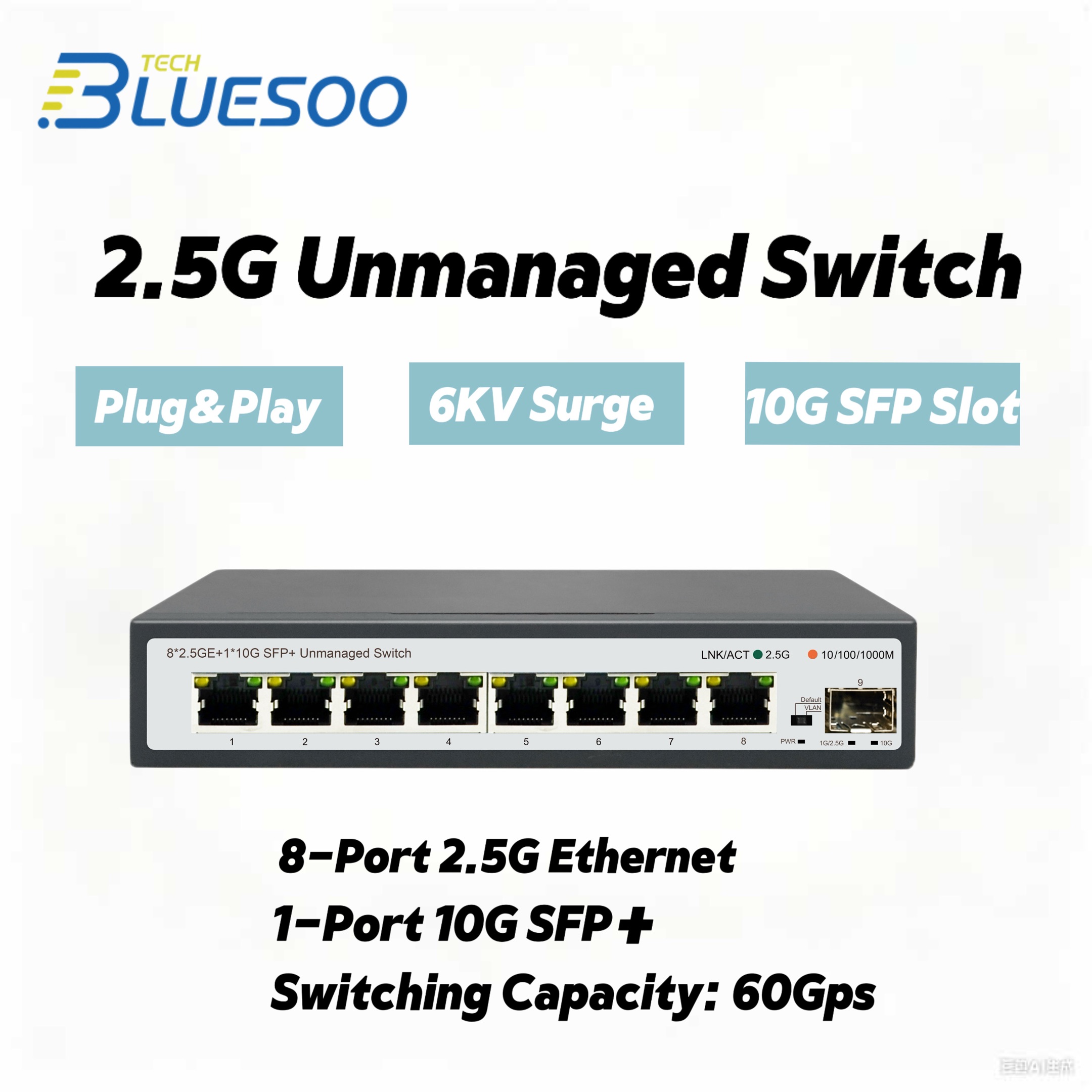 8 Port 2.5G Switch Unmanaged - Switch Ethernet Multi-Gigabit 2.5G 8-Port dengan