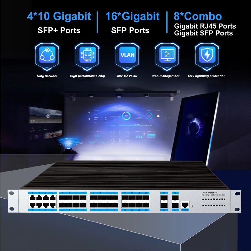 24 Port SFP Switch Ethernet Te - Switch 24 Port 10G Uplink ulasan dan harga