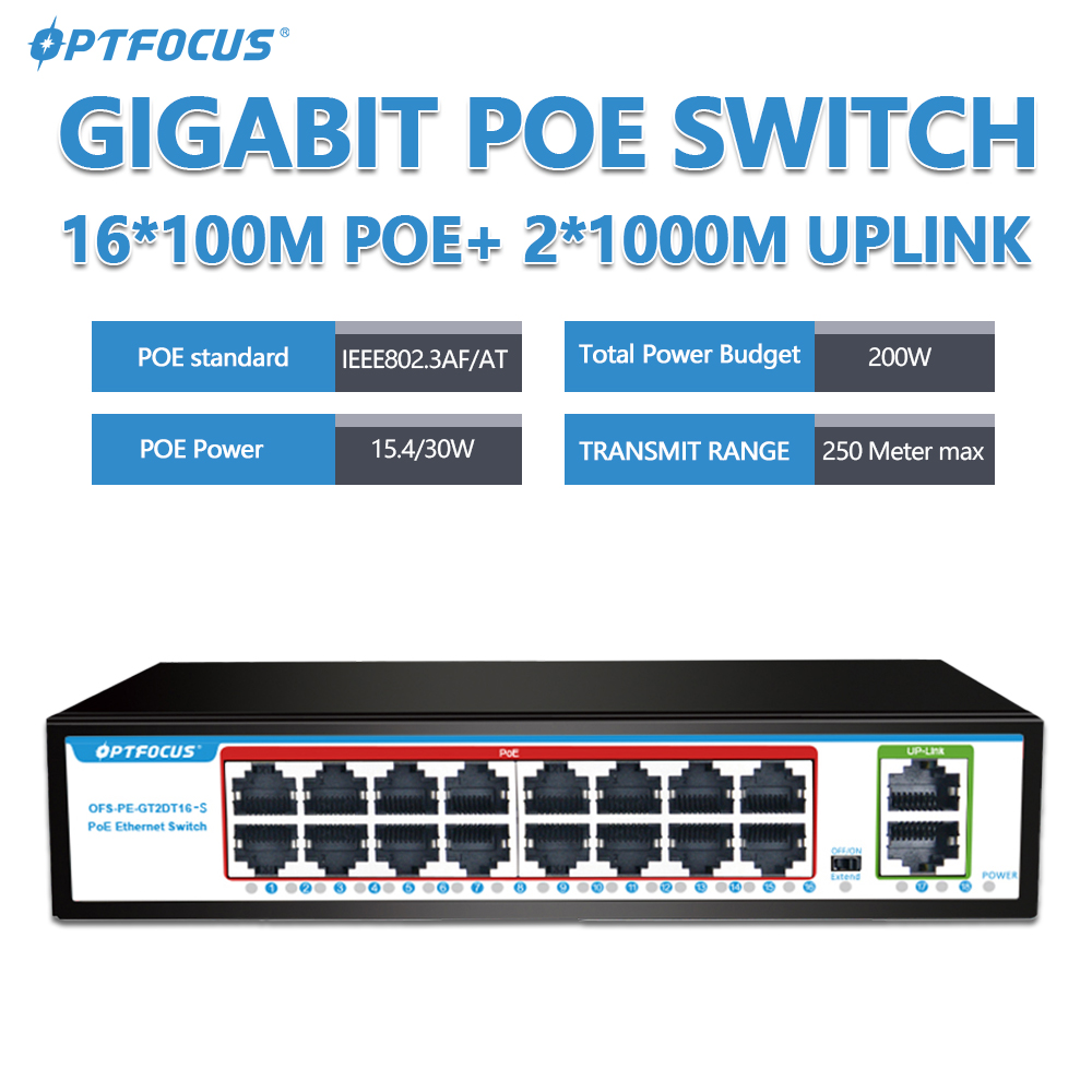 OPTFOCUS 1000M GIGABIT POE Swi - Poe Switch 16 Port 802.3At ulasan dan harga