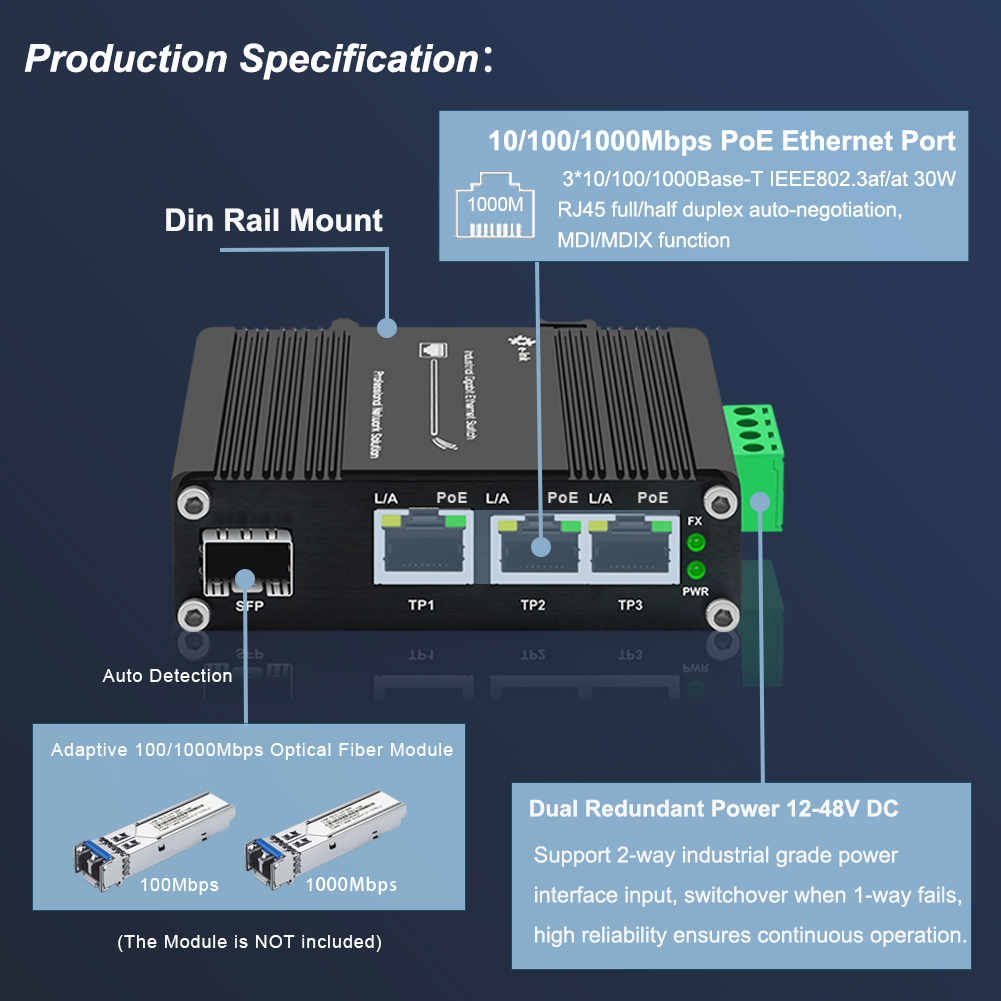 Mini Industrial 4 Port 10/100/ - Industrial Switch Din Rail Gigabit ulasan dan harga