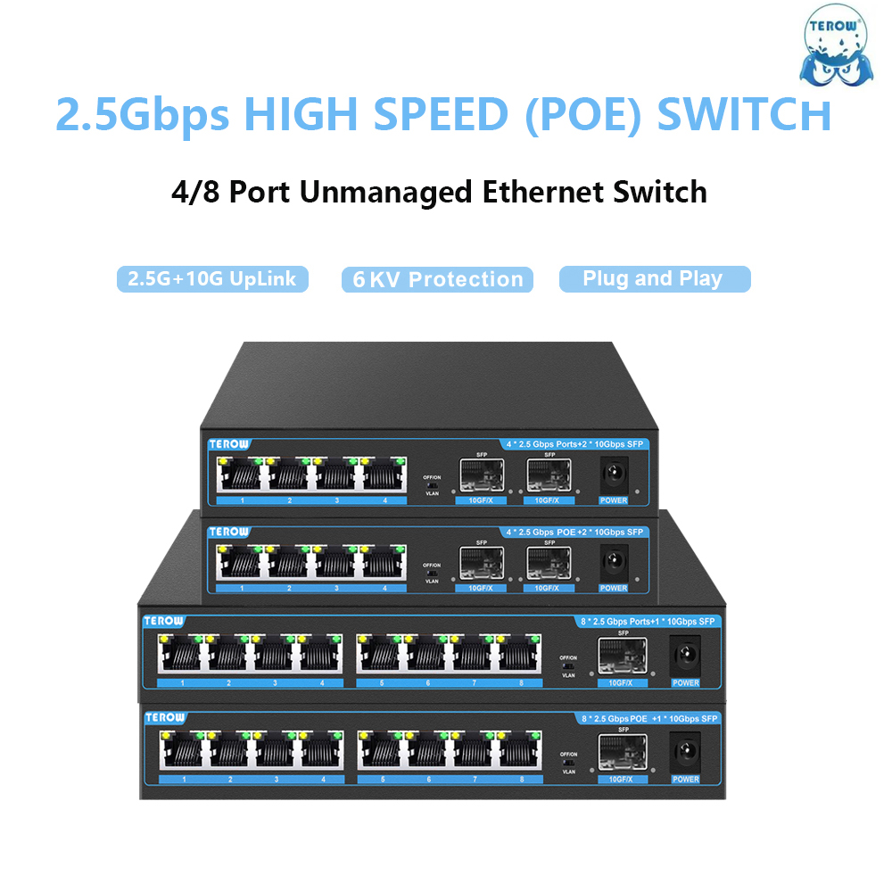 TEROW POE Switch Gigabit 2.5G/ - 10G Sfp+ Switch 8 Port ulasan dan harga