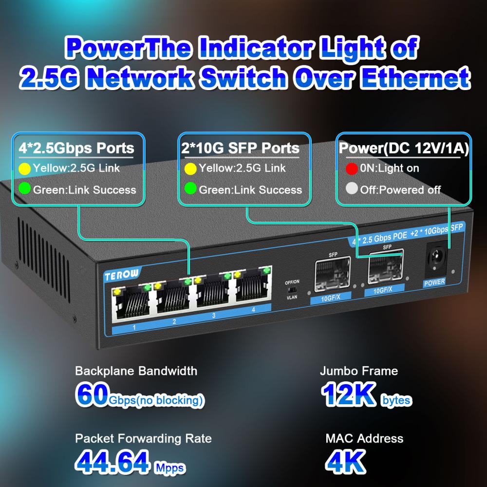 TEROW POE Switch Gigabit 2.5G/ - 10G Sfp+ Switch 8 Port ulasan dan harga