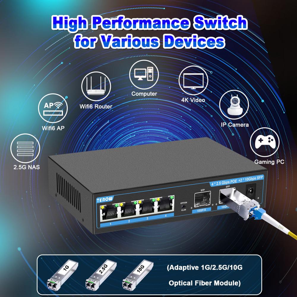 TEROW POE Switch Gigabit 2.5G/ - 10G Sfp+ Switch 8 Port ulasan dan harga