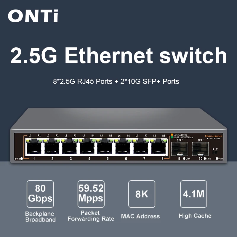 ONTi 2.5G Switch Ethernet Tanp - 8 Port 2.5G Switch Unmanaged ulasan dan harga