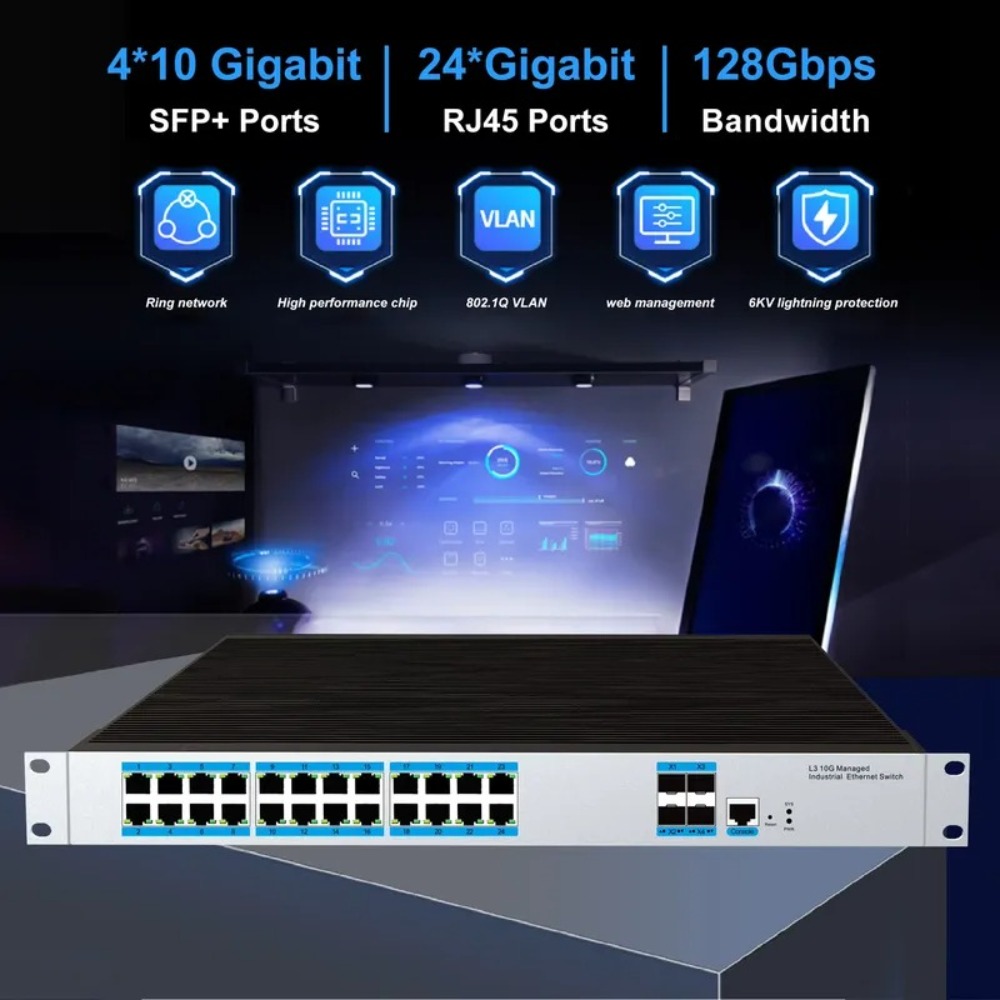24 port RJ45 pada switch Ether - Switch 24 Port 10G Uplink ulasan dan harga