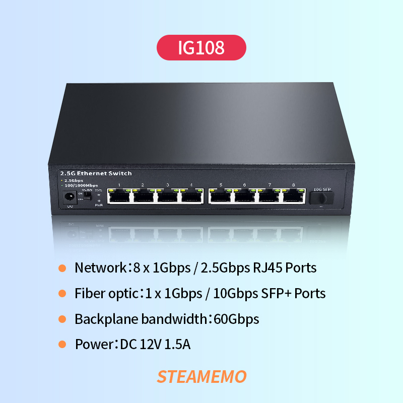 Switch Ethernet 2.5Gbps Tanpa  - 8 Port 2.5G Switch Unmanaged ulasan dan harga