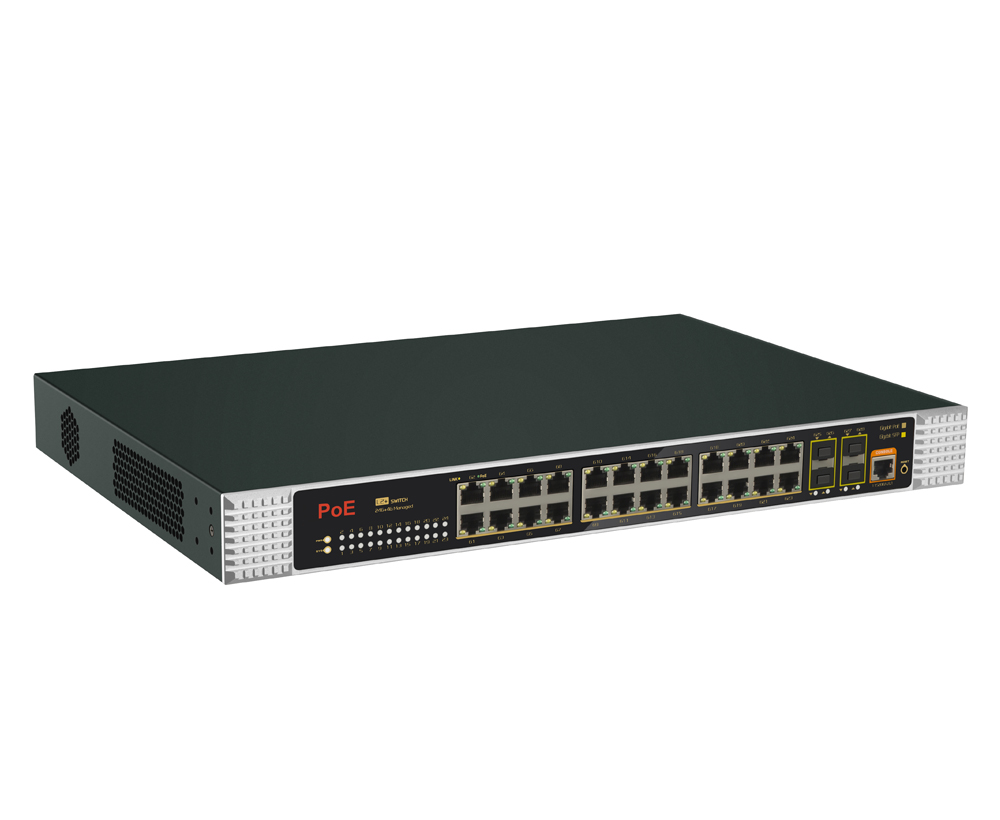 Sakelar PoE Industri Terkelola - Managed Switch 24 Port Gigabit ulasan dan harga