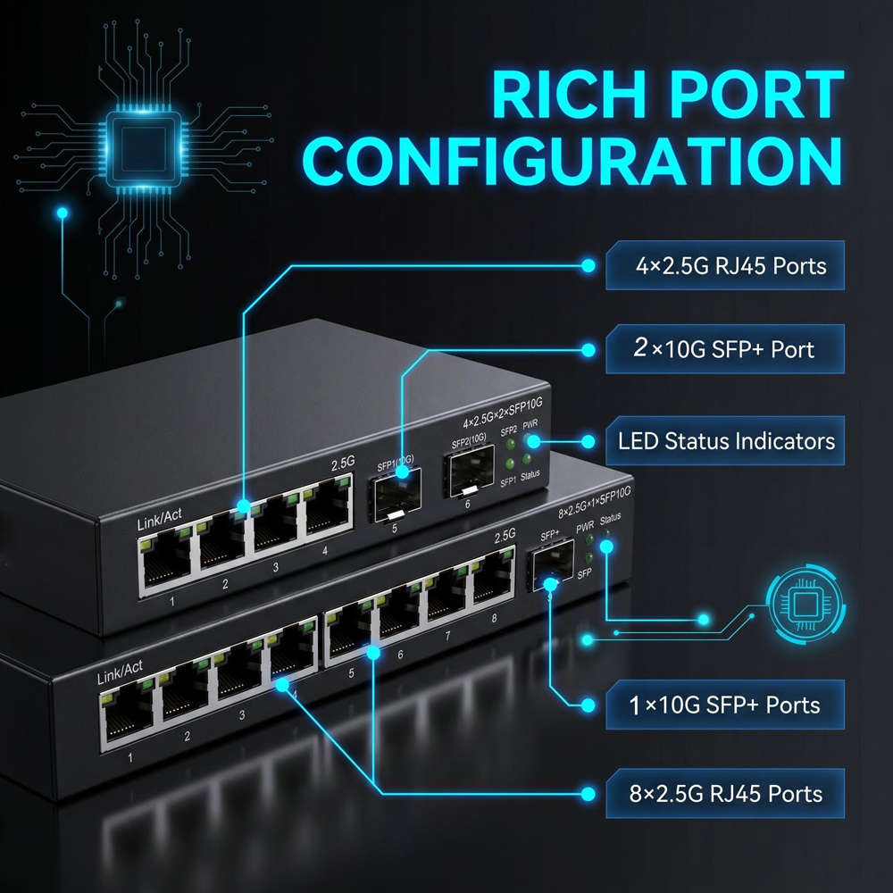 Switch Ethernet 2.5G 4/8 Port  - 10G Sfp+ Switch 8 Port ulasan dan harga