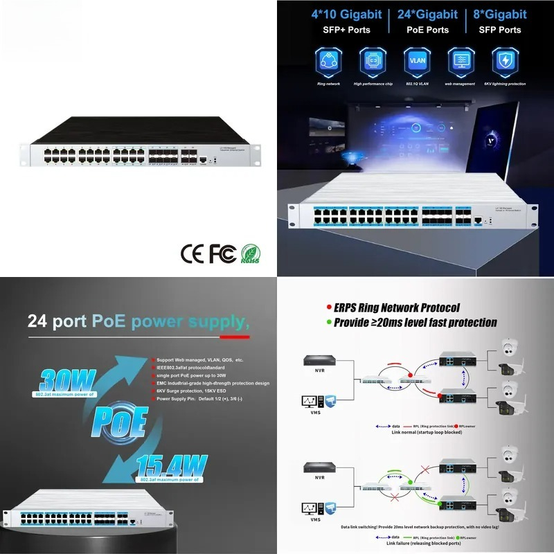 Switch manajemen industri PoE  - Switch 24 Port 10G Uplink ulasan dan harga