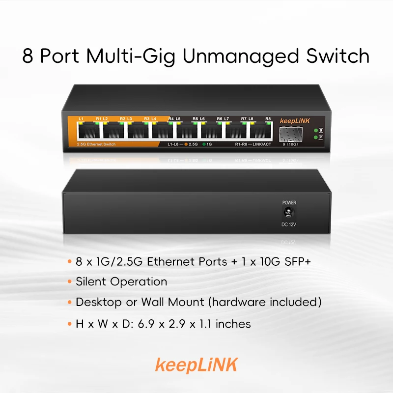 KeepLiNK 9-Port Multi-Gigabit  - 8 Port 2.5G Switch Unmanaged ulasan dan harga