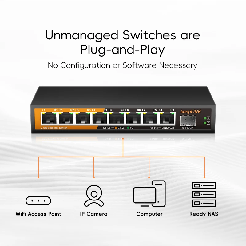 KeepLiNK 9-Port Multi-Gigabit  - 8 Port 2.5G Switch Unmanaged ulasan dan harga