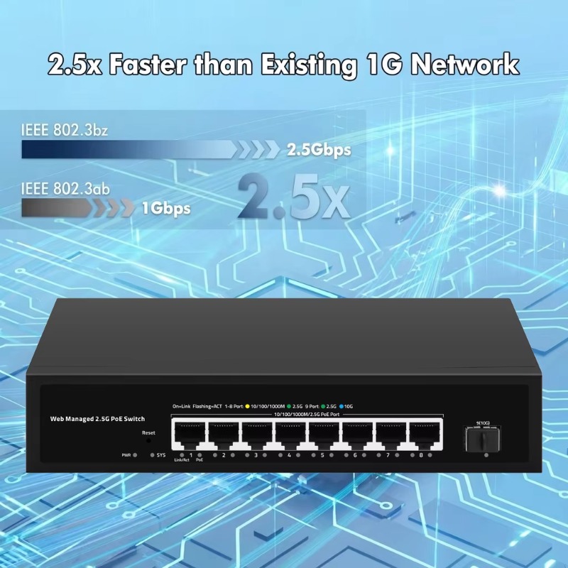Sakelar LAN POE Multi-Gigabit  - 10G Sfp+ Switch 8 Port ulasan dan harga