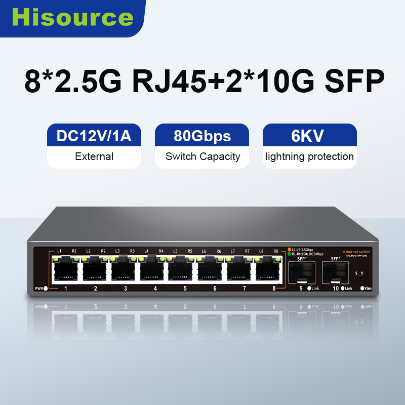 Hisource 8 Port 2.5G Ethernet  - 8 Port 2.5G Switch Unmanaged ulasan dan harga