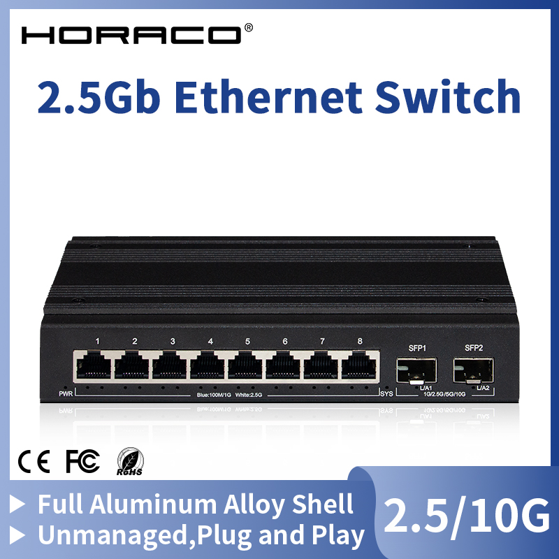 HORACO 2.5G Sakelar Jaringan 8 - 10G Sfp+ Switch 8 Port ulasan dan harga